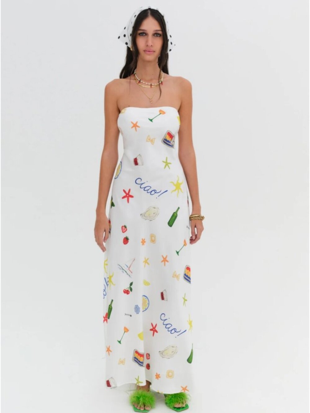 For Love & Lemons Carla Strapless Maxi Dress White Italian Summer Vacay Size XXS